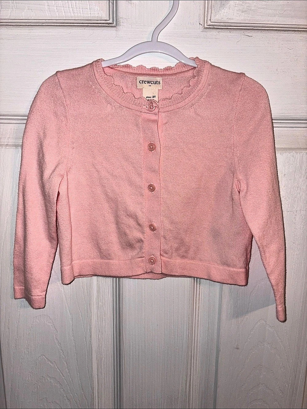 crewcuts Scallop-Trim Cardigan Sweater Pink Girls 2T
